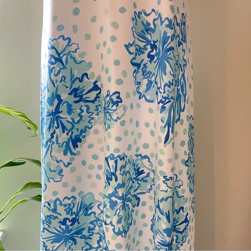 Lilly Pulitzer Pearl Halter Maxi Dress Resort White Karma Camellia Blue 4 - Picture 10 of 16
